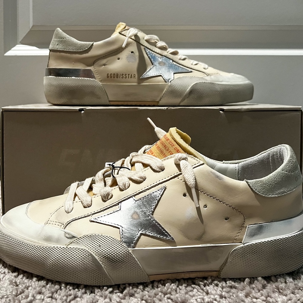Golden Goose Superstar Penstar Sneaker IT40 (Cream / Silver / Ice) *AUTHENTIC*